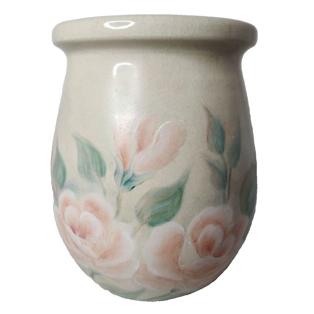 Vintage Sharon Thomas Yesteryears Ceramic Floral Vase Hand Turned French Country